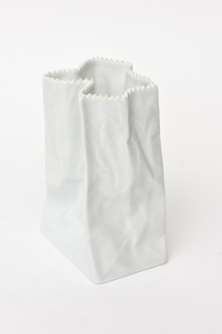Rosenthal Glazed Porcelain Crushed Paper Bag Vase Sculpture at 1stDibs