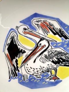 Rosenthal Hand Painted Plate with Two Cranes, 1960s
