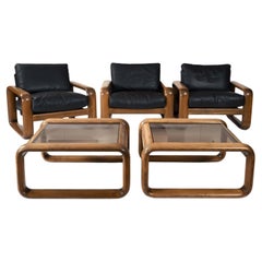 Rosenthal Hombre living room lounge set by Burkhard Vogtherr in leather and wood