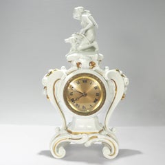 Orologio in porcellana Rosenthal Jugendstil con la dea Diana (Artemis) cacciatrice