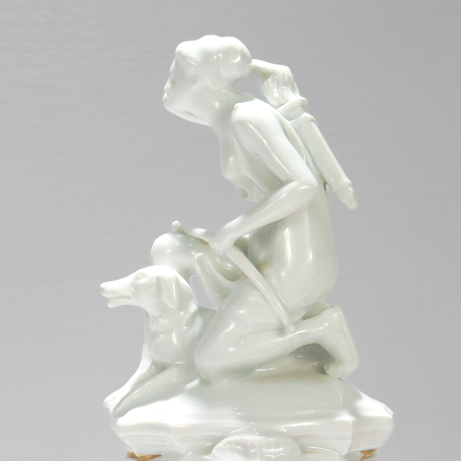 Rosenthal Jugendstil Porcelain Clock with the Goddess Diana (Artemis) the Hunter For Sale 1
