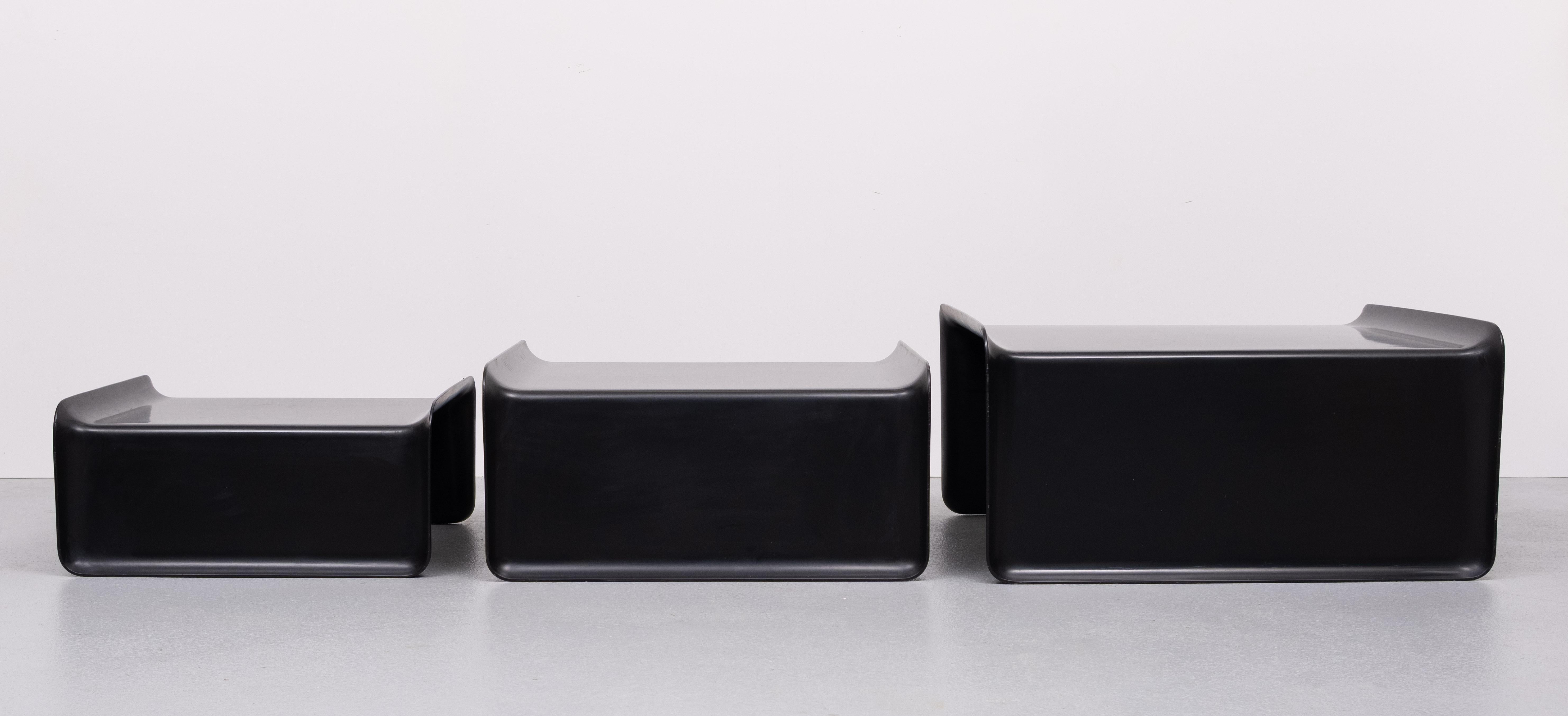 Rosenthal Large Black Fiberglass nesting tables  1970s Germany For Sale 5