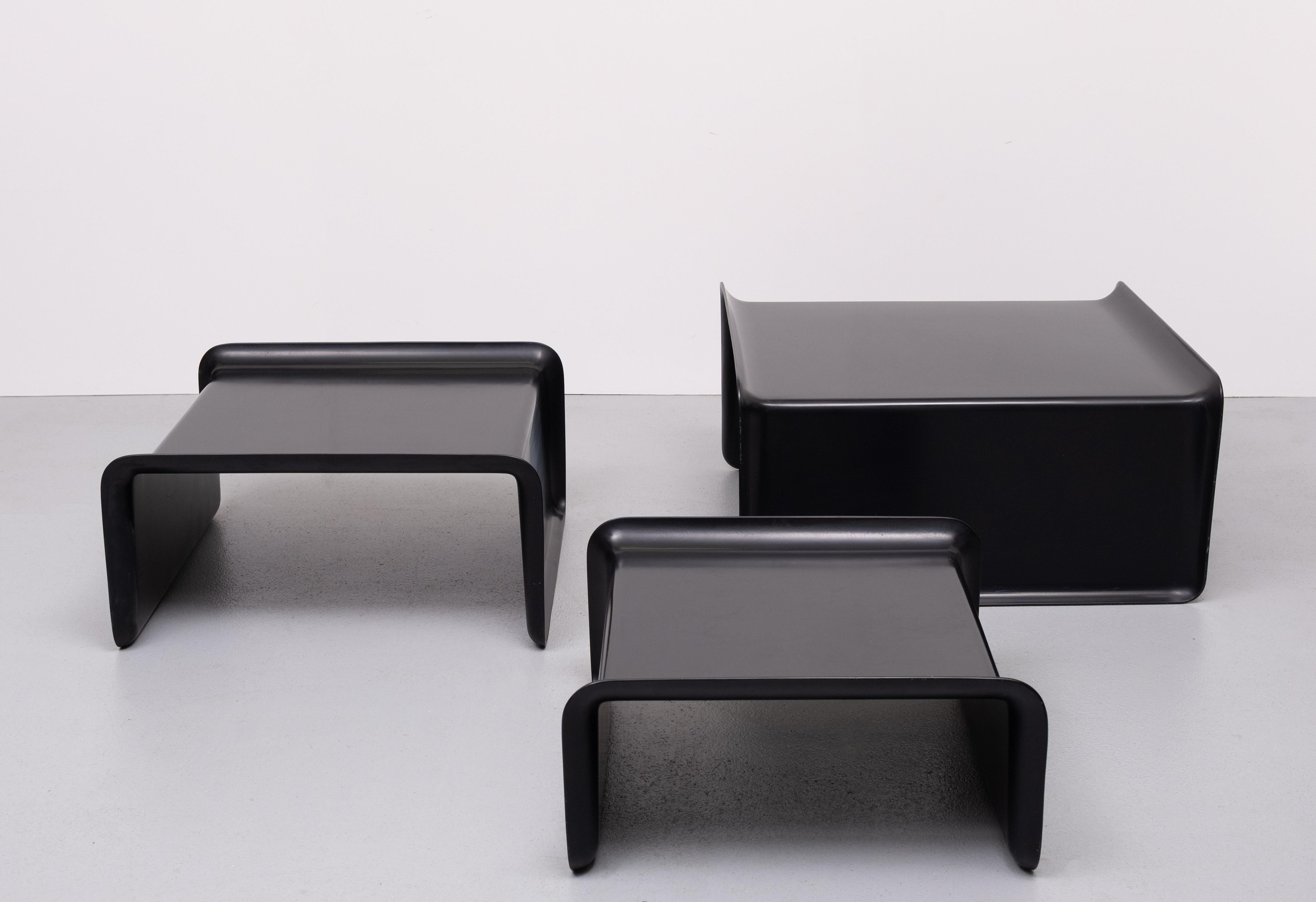 Rosenthal Large Black Fiberglass nesting tables  1970s Germany For Sale 6