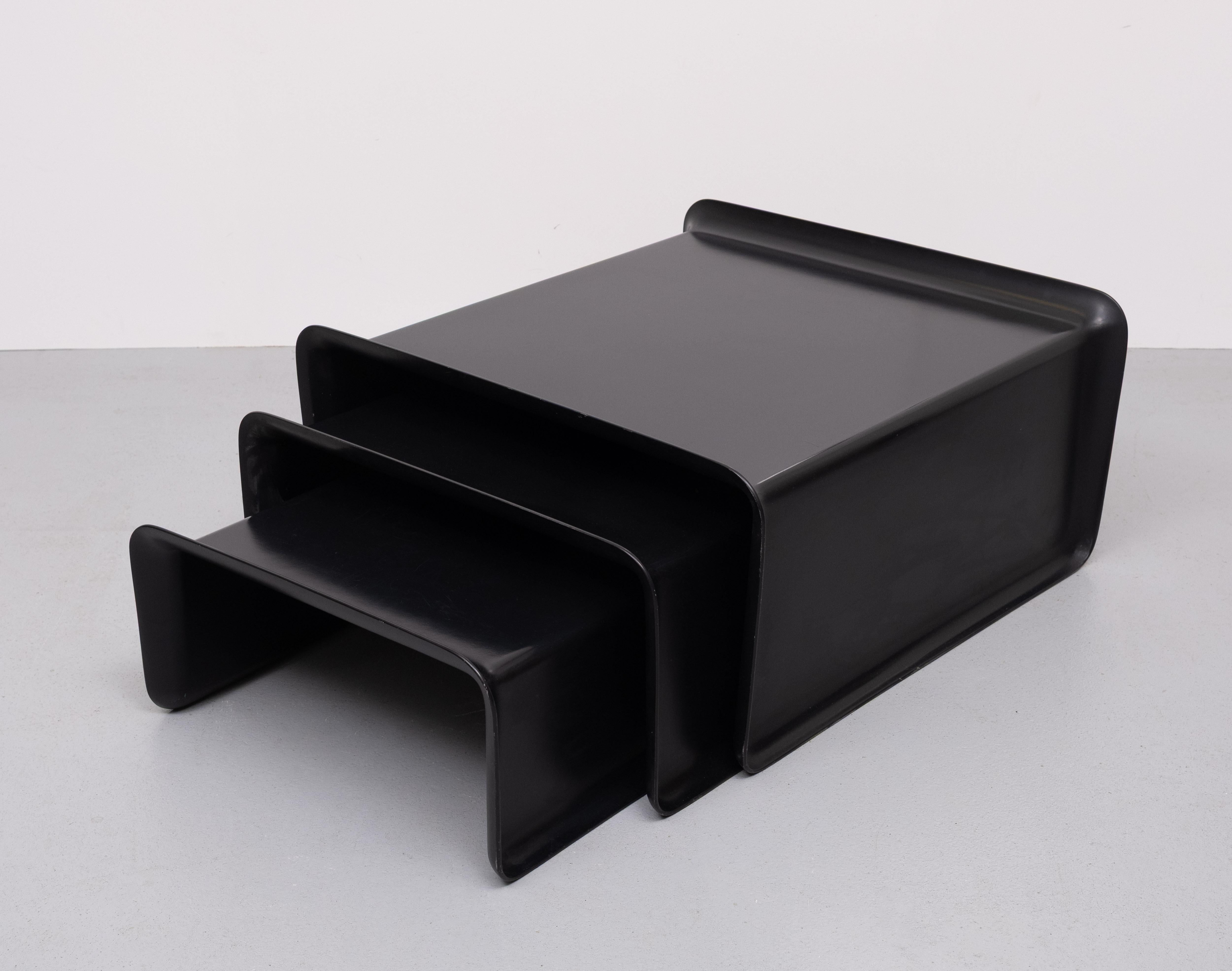 Rosenthal Large Black Fiberglass nesting tables  1970s Germany For Sale 8