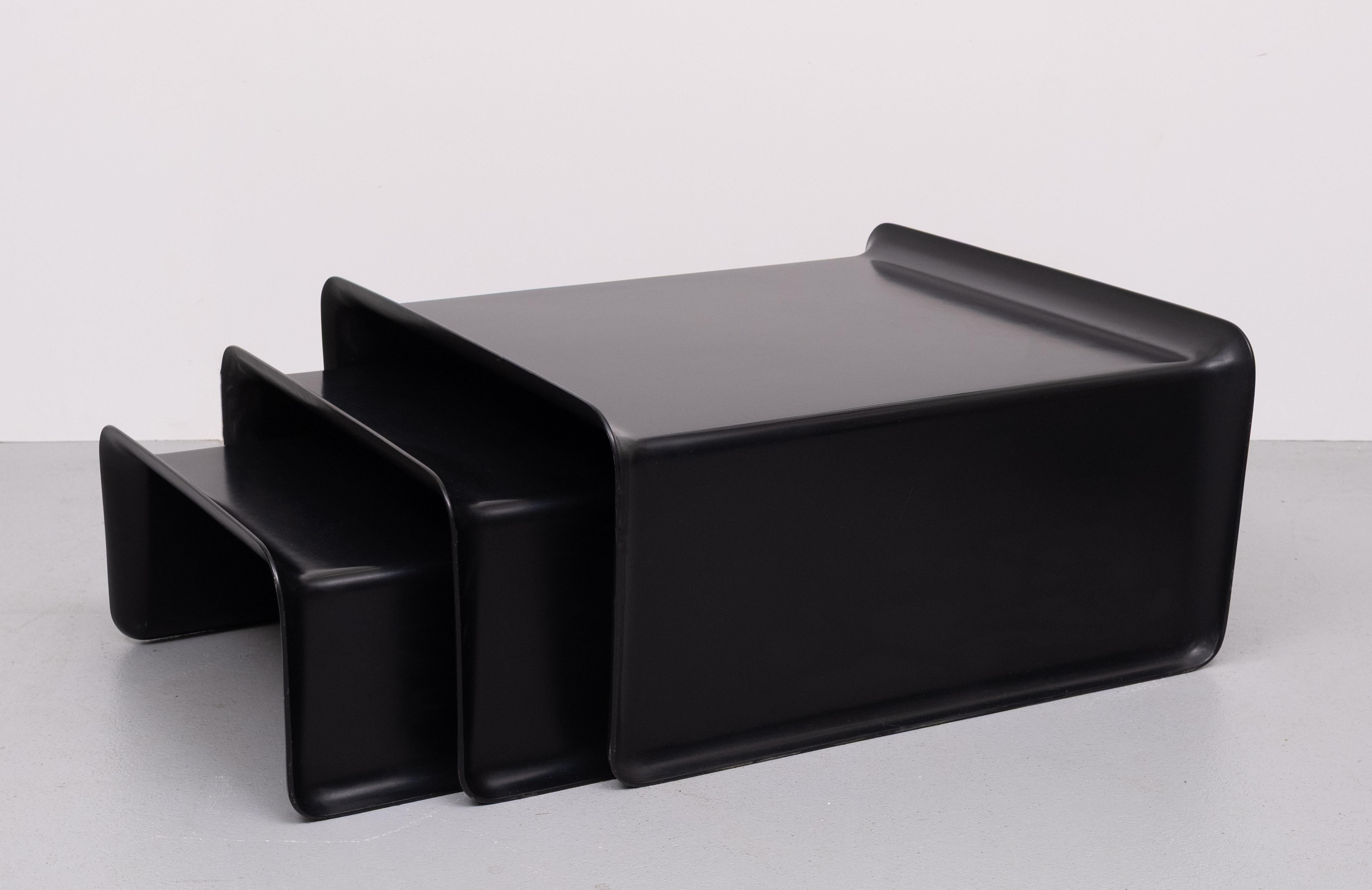 Rosenthal Large Black Fiberglass nesting tables  1970s Germany For Sale 9