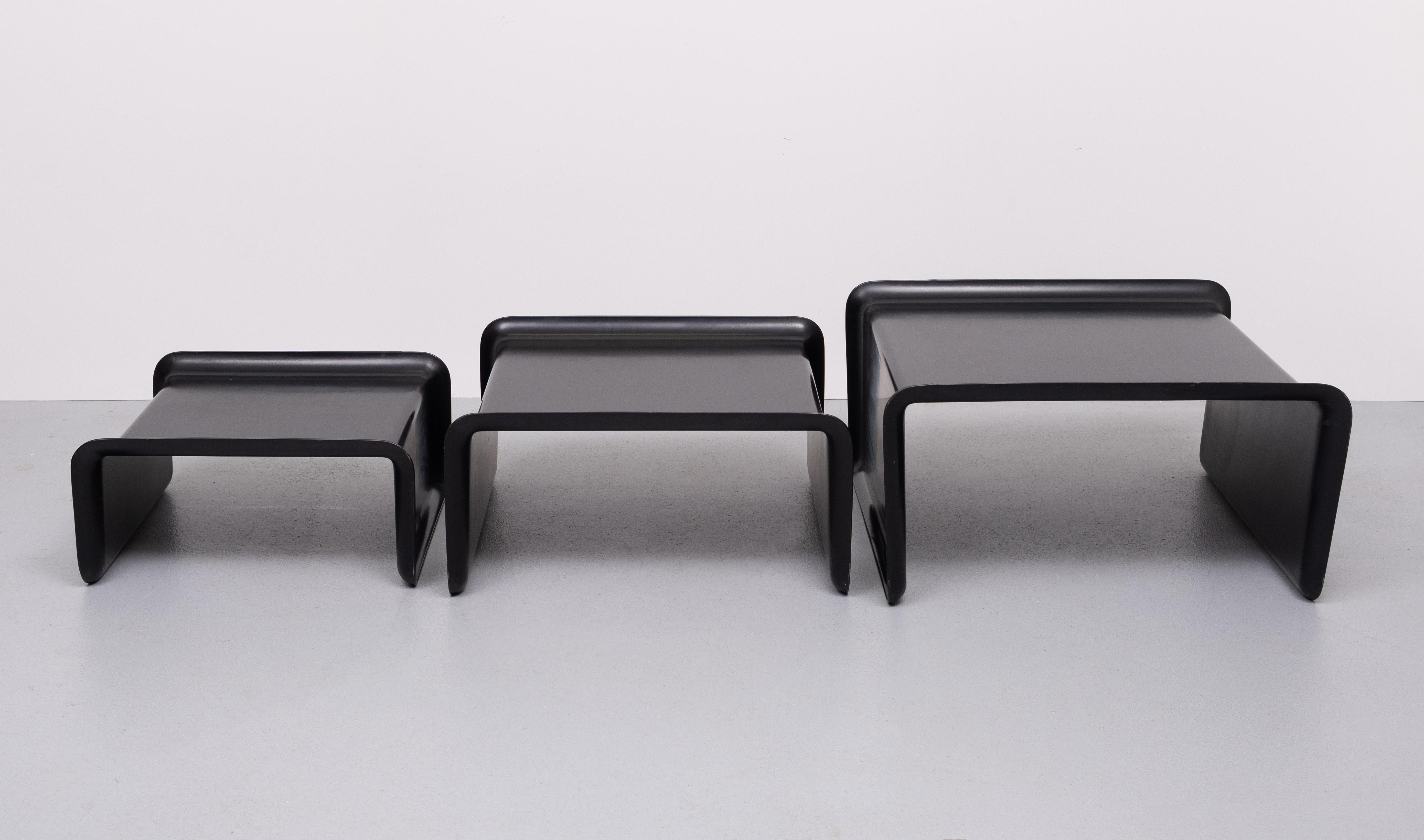 Rosenthal Large Black Fiberglass nesting tables  1970s Germany For Sale 4