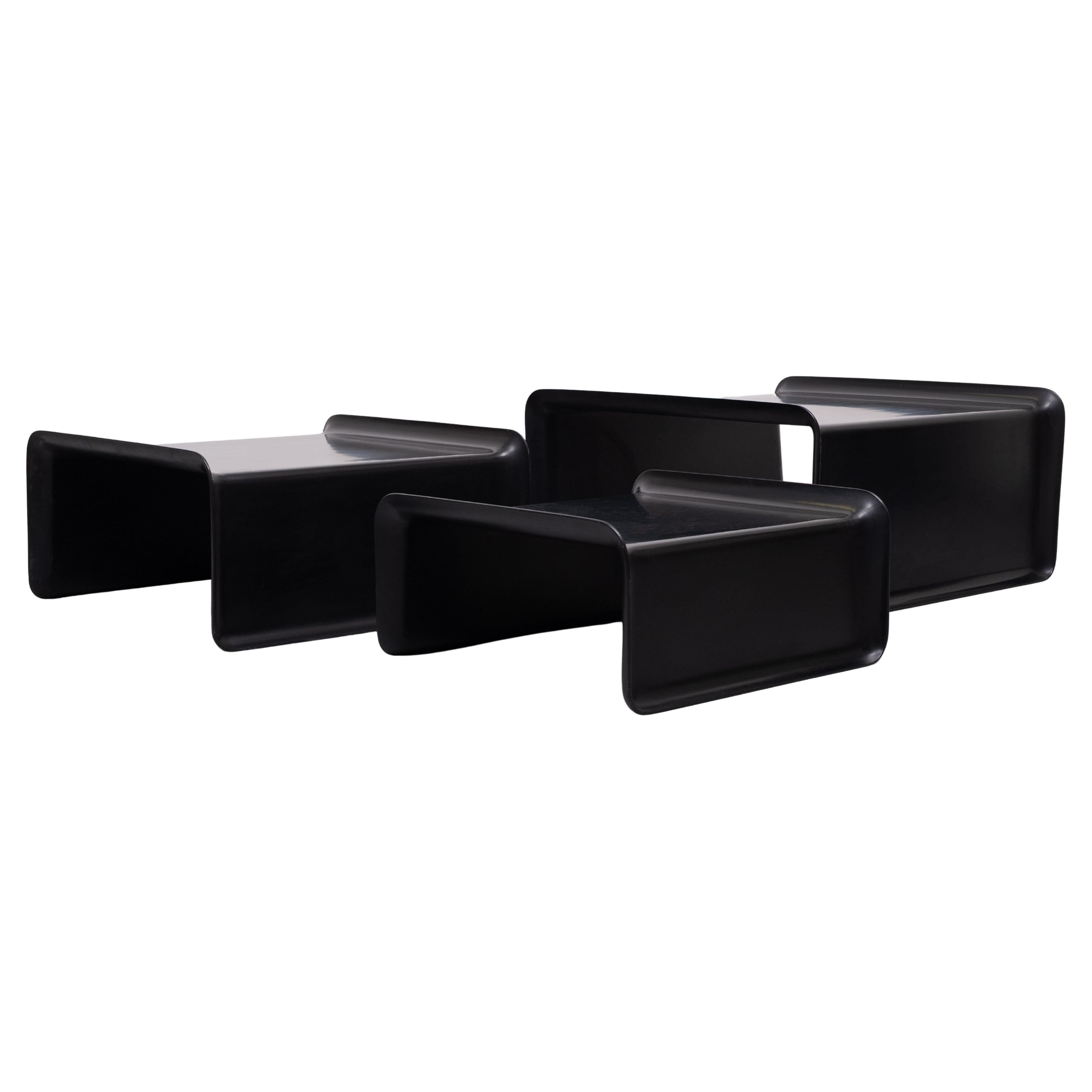 Rosenthal Large Black Fiberglass nesting tables  1970s Germany