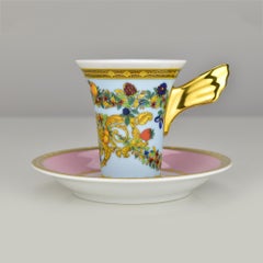 Rosenthal "Le Jardin de Versace" Espresso Mocha Cup Saucer Gold Paul Wunderlich