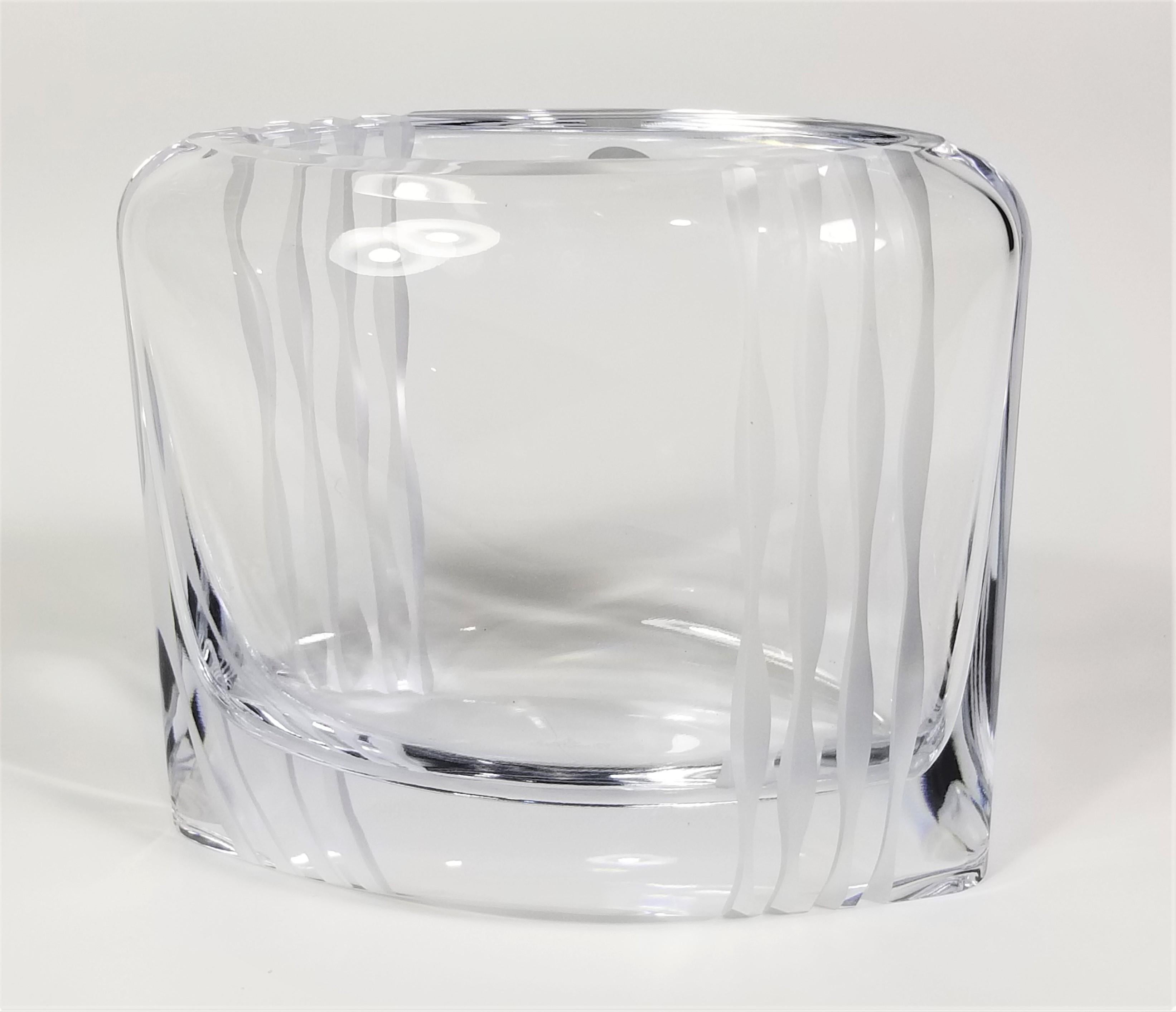 Rosenthal lead crystal vase with etching. Still retains original marking sticker. Sturdy substantial weight. Signed on bottom.