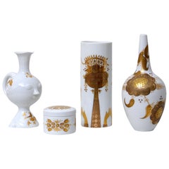 Vintage Rosenthal Lidded Canister, Cruet and Vases Set by Björn Wiinblad