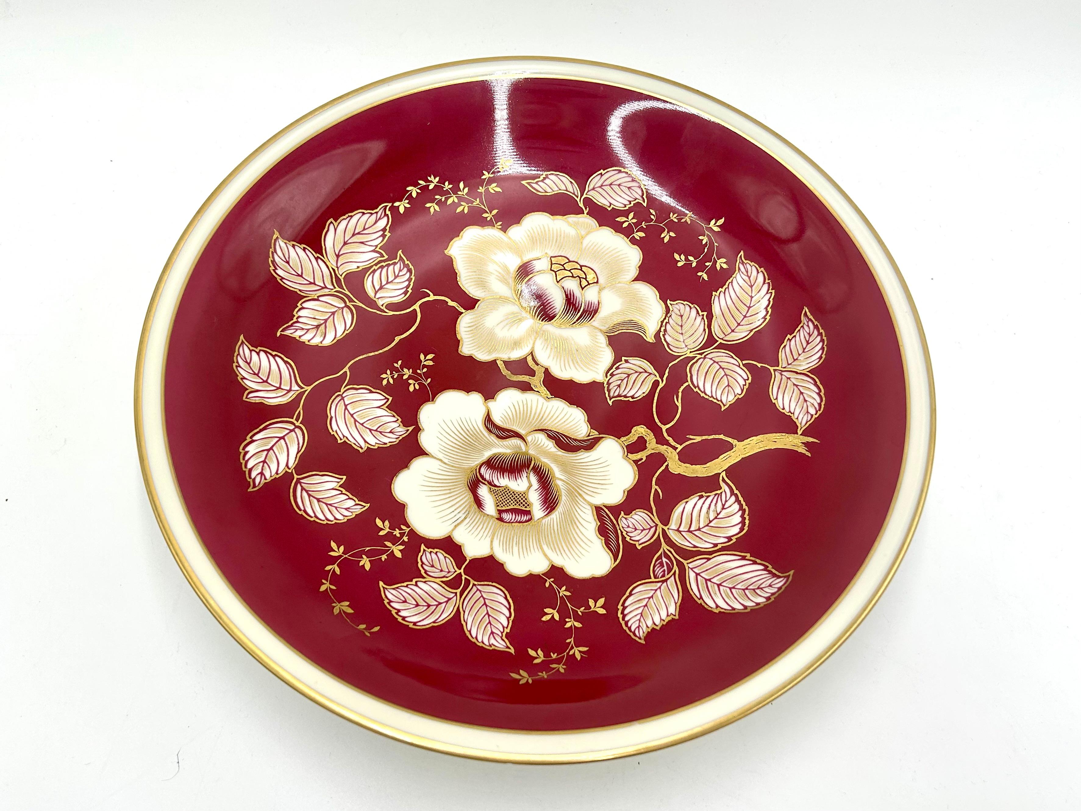 German Rosenthal Maroon Porcelain Platter, 1949