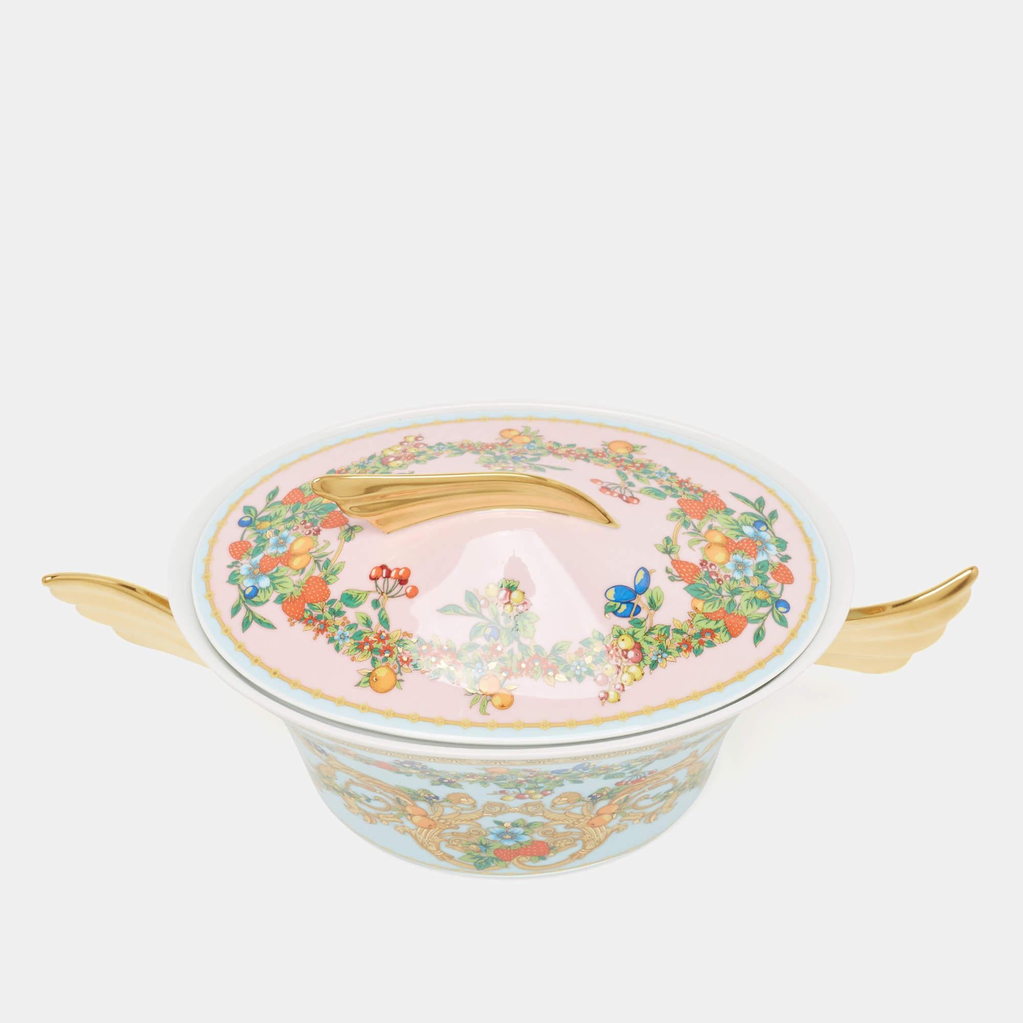 Beige Rosenthal Meets Versace Ikarus Le jardin de Versace Covered Vegetable Bowl