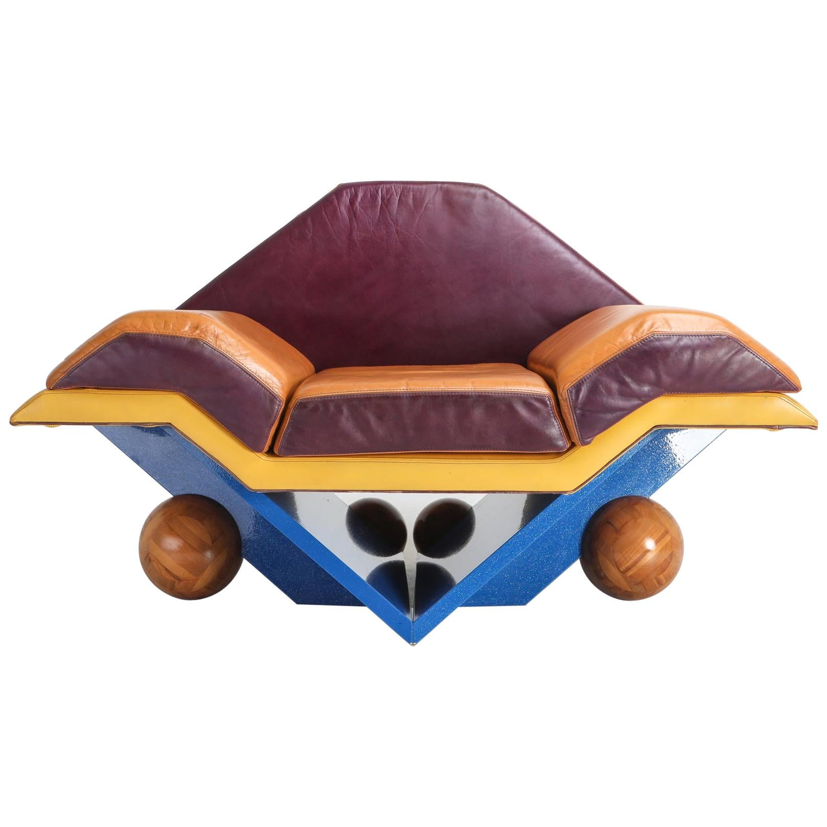 Flying Carpet Lounge Chair by Simon Desanta for Rosenthal, Memphis Style Fabric For Sale at 1stdibs
