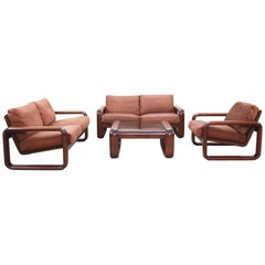 Rosenthal Model Hombre Living Suite Ledersofa und Sessel von Burkhart Vogtherr