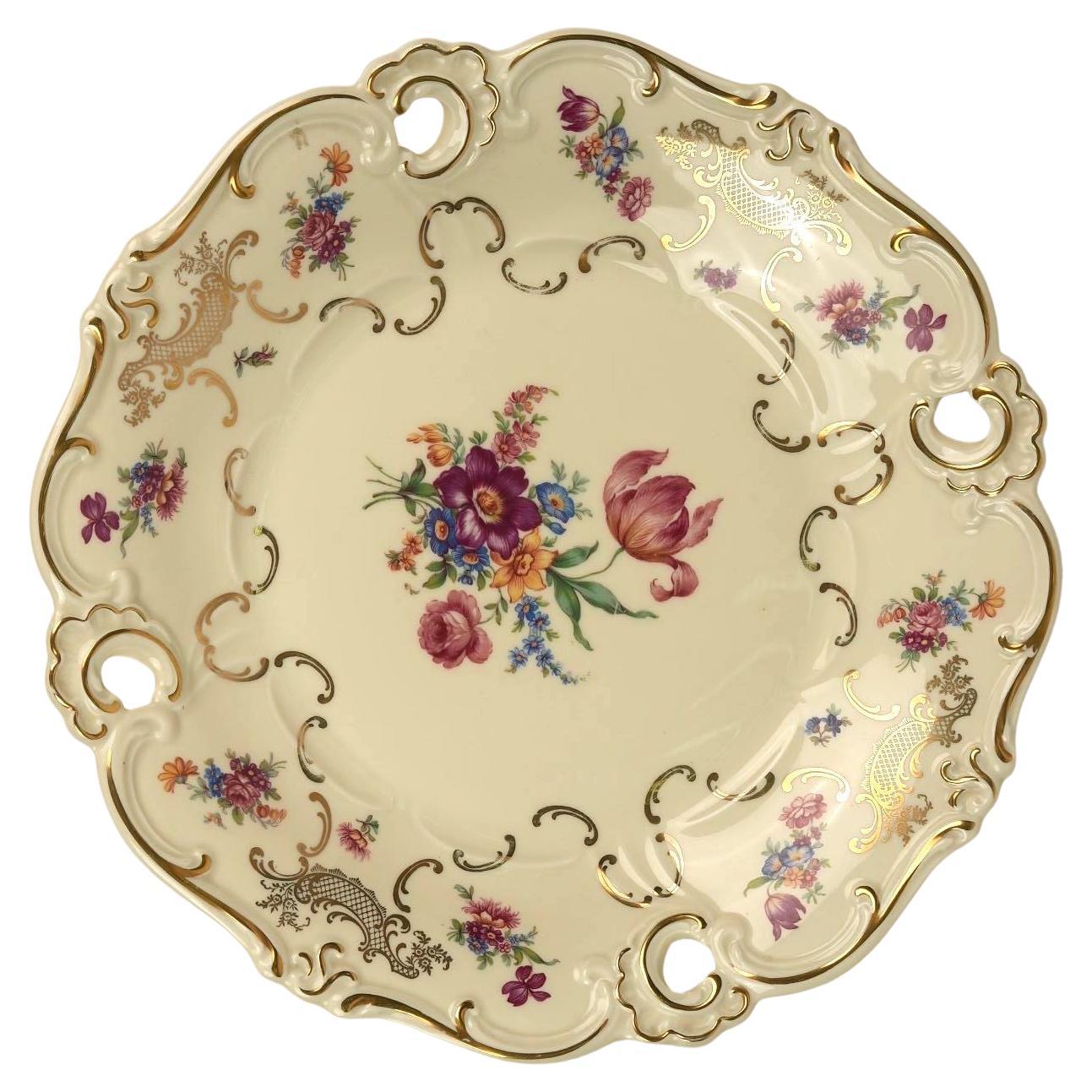 Rosenthal Plat en porcelaine Molière avec détails floraux et dorés