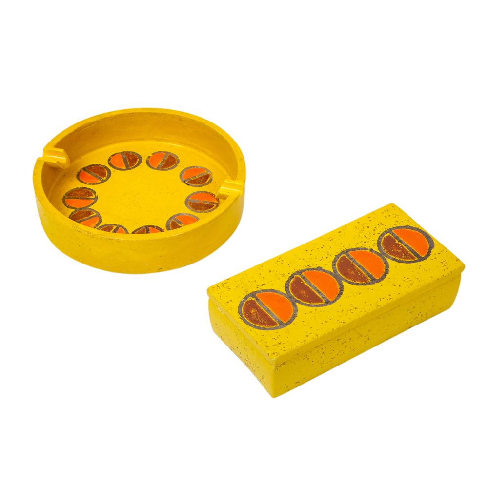 Rosenthal Netter Ashtray, Ceramic, Yellow and Orange, Discs, Signed 6