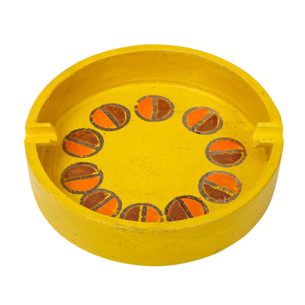 Mid-Century Modern Rosenthal Netter Ashtray, Ceramic, Yellow and Orange, Discs, Signed