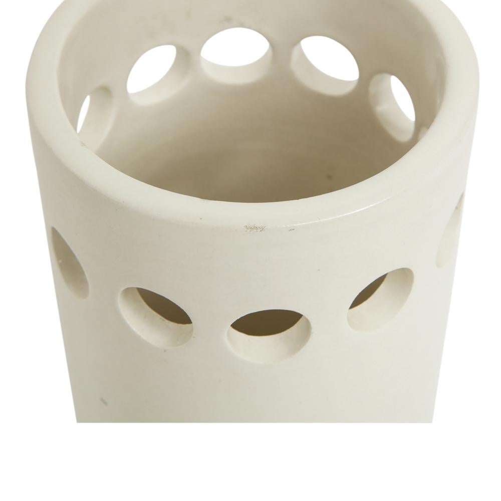 Italian Bitossi for Rosenthal Netter Vase, Ceramic, White, Perforated, Signed