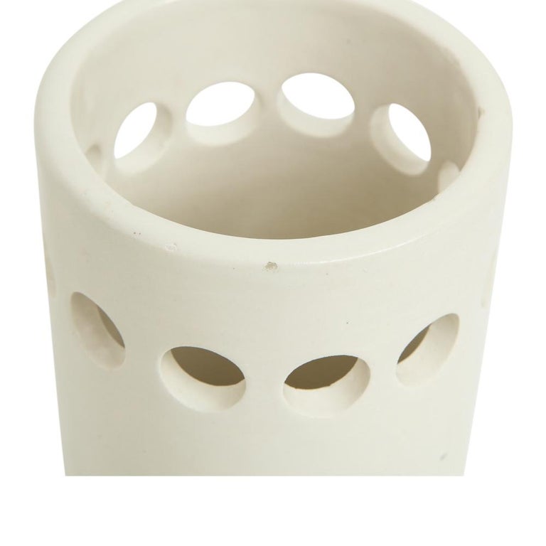 Mid-20th Century Bitossi for Rosenthal Netter Vase, Ceramic, White, Perforated, Signed For Sale