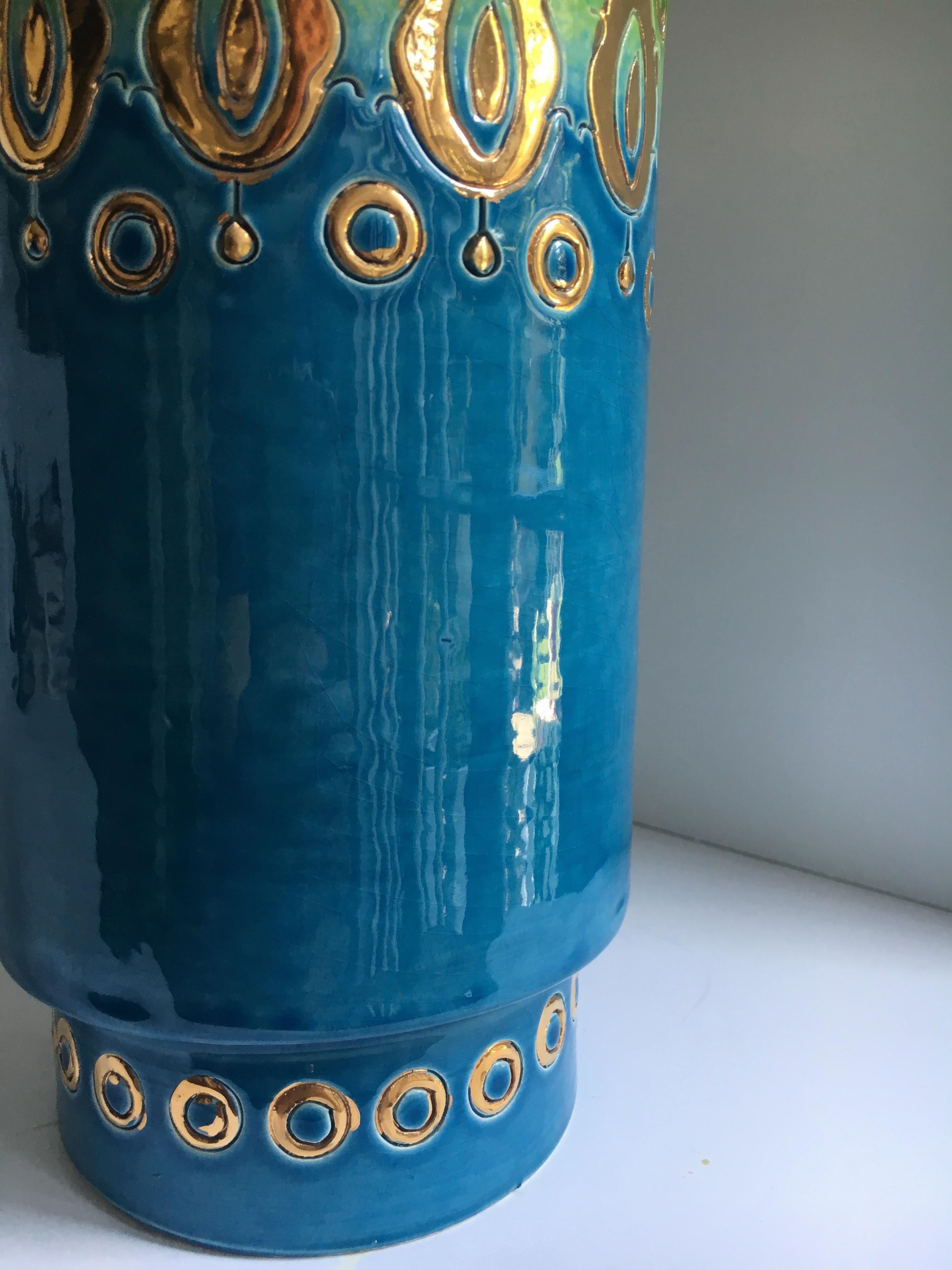 Mid-Century Modern Rosenthal Netter Bitossi Italian Ceramic Cylinder Vase
