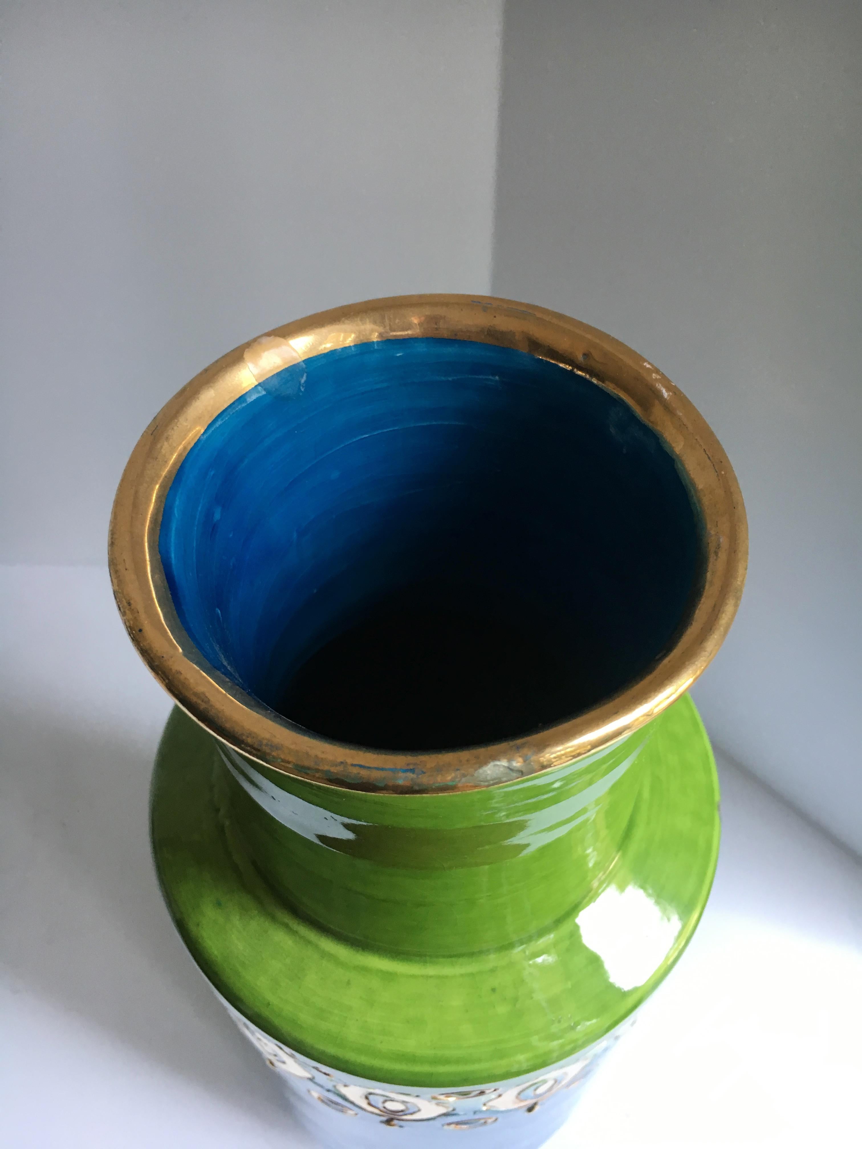 Rosenthal Netter Bitossi Italian Ceramic Cylinder Vase In Excellent Condition In Los Angeles, CA