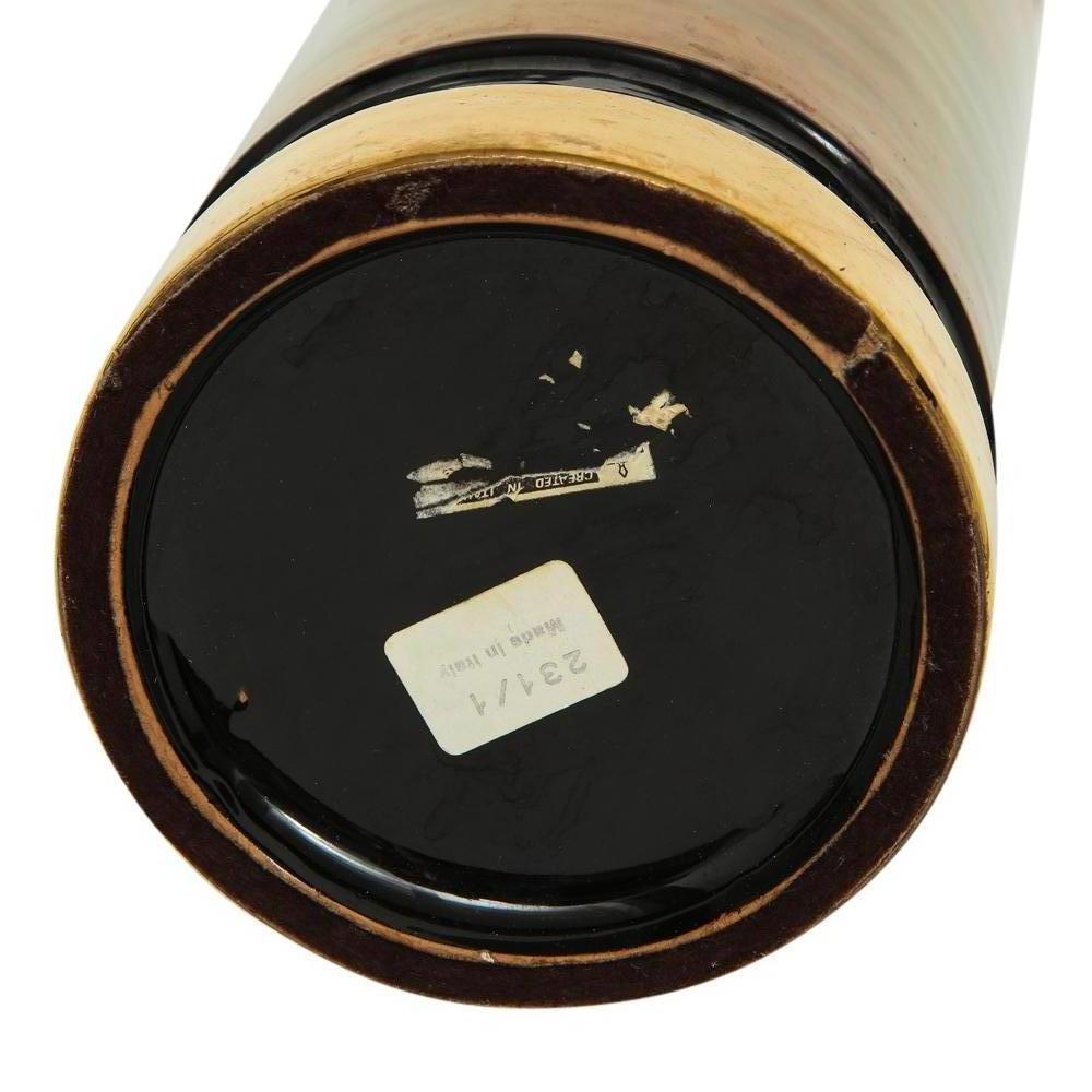 Bitossi Rosenthal Netter Vase, Ceramic, Metallic Gold, Copper and Black, Signed 1