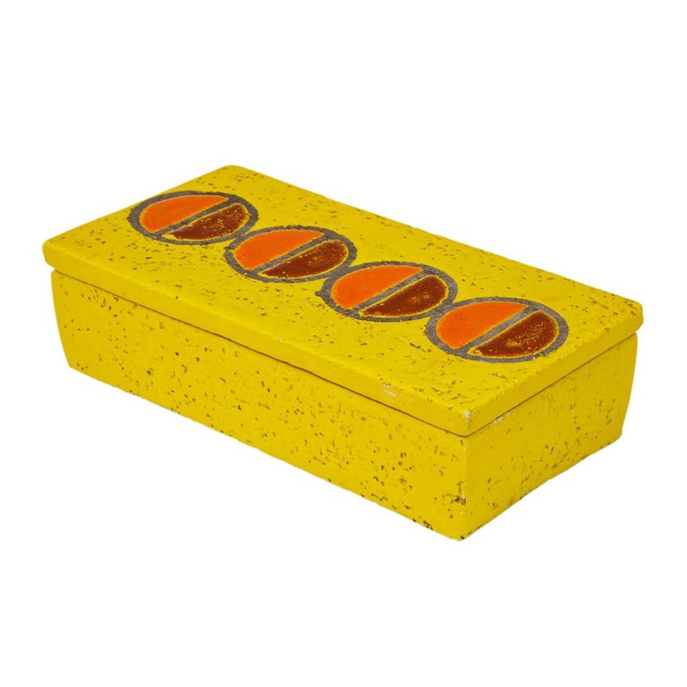 Glazed Rosenthal Netter Box, Ceramic, Yellow and Orange Discs, Signed For Sale