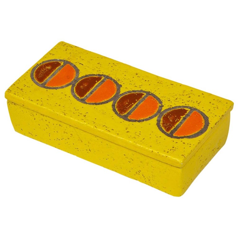 Rosenthal Netter Box, Ceramic, Yellow and Orange Discs, Signed For Sale