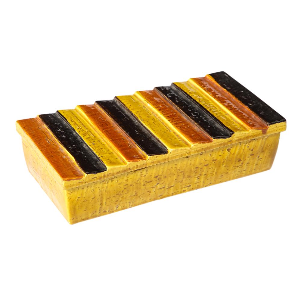 Italian Bitossi Rosenthal Netter Box, Ceramic, Stripes, Orange, Black, Yellow, Signed For Sale