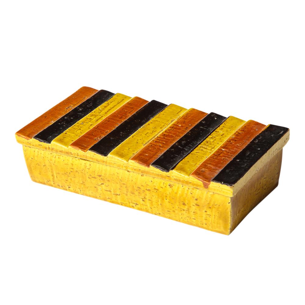 Glazed Bitossi Rosenthal Netter Box, Ceramic, Stripes, Orange, Black, Yellow, Signed For Sale