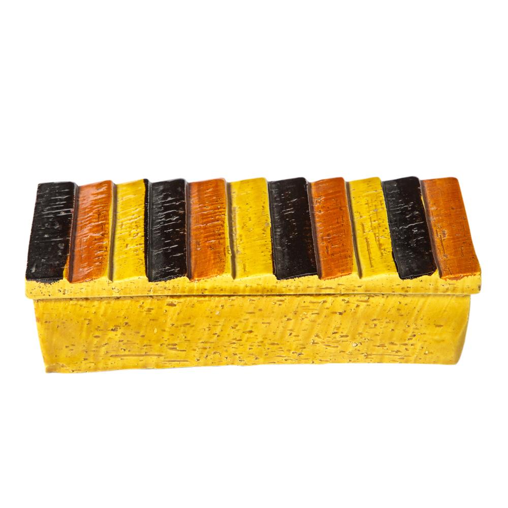 Mid-20th Century Bitossi Rosenthal Netter Box, Ceramic, Stripes, Orange, Black, Yellow, Signed For Sale