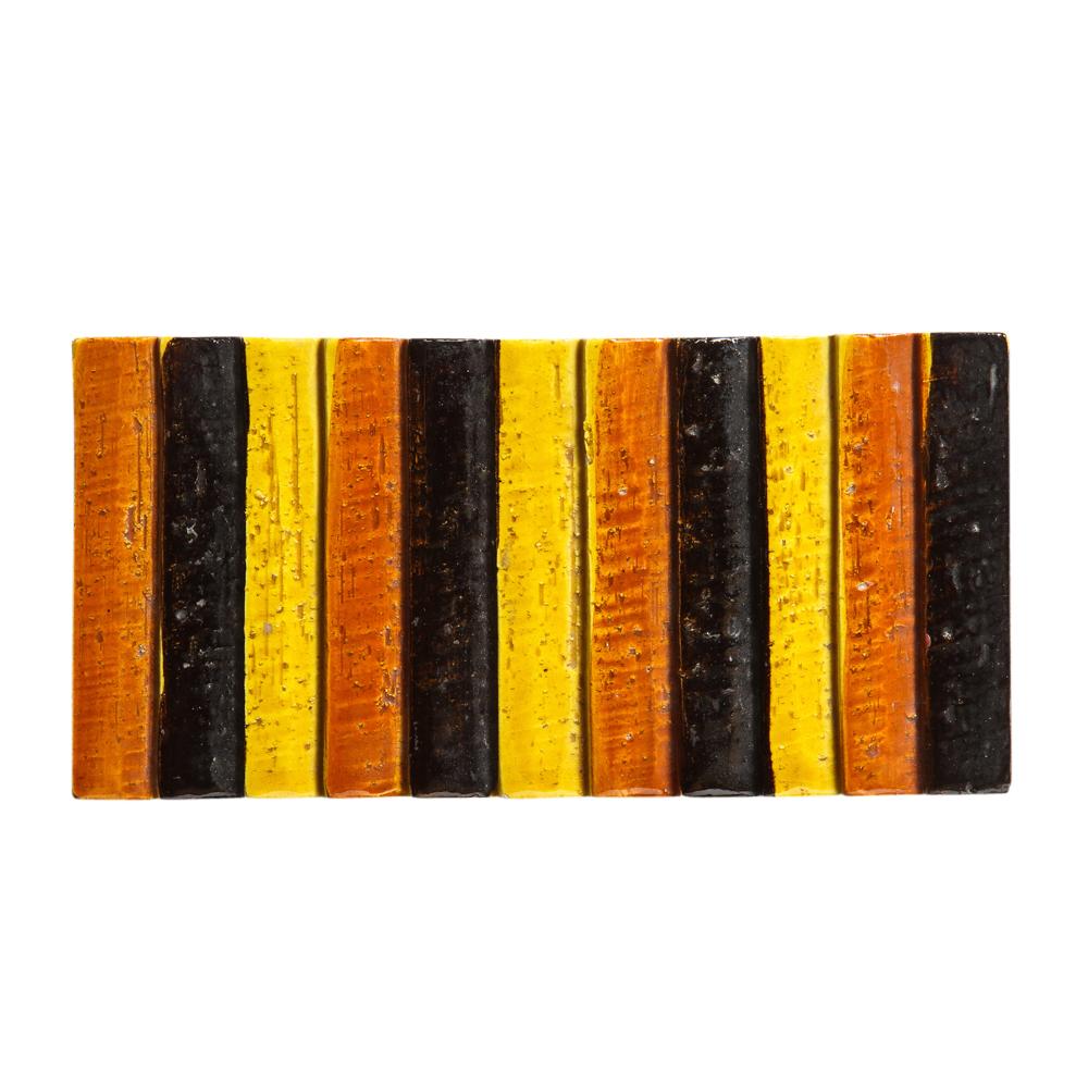 Boîte Bitossi Rosenthal Netter, céramique, rayures, orange, noir, jaune, signée en vente 1