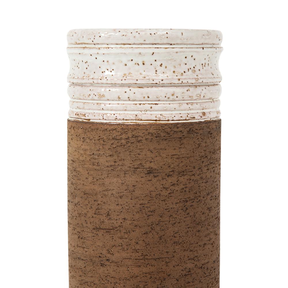 Mid-Century Modern Bitossi for Rosenthal Netter Vase, Ceramic, Brown, White, Signed For Sale