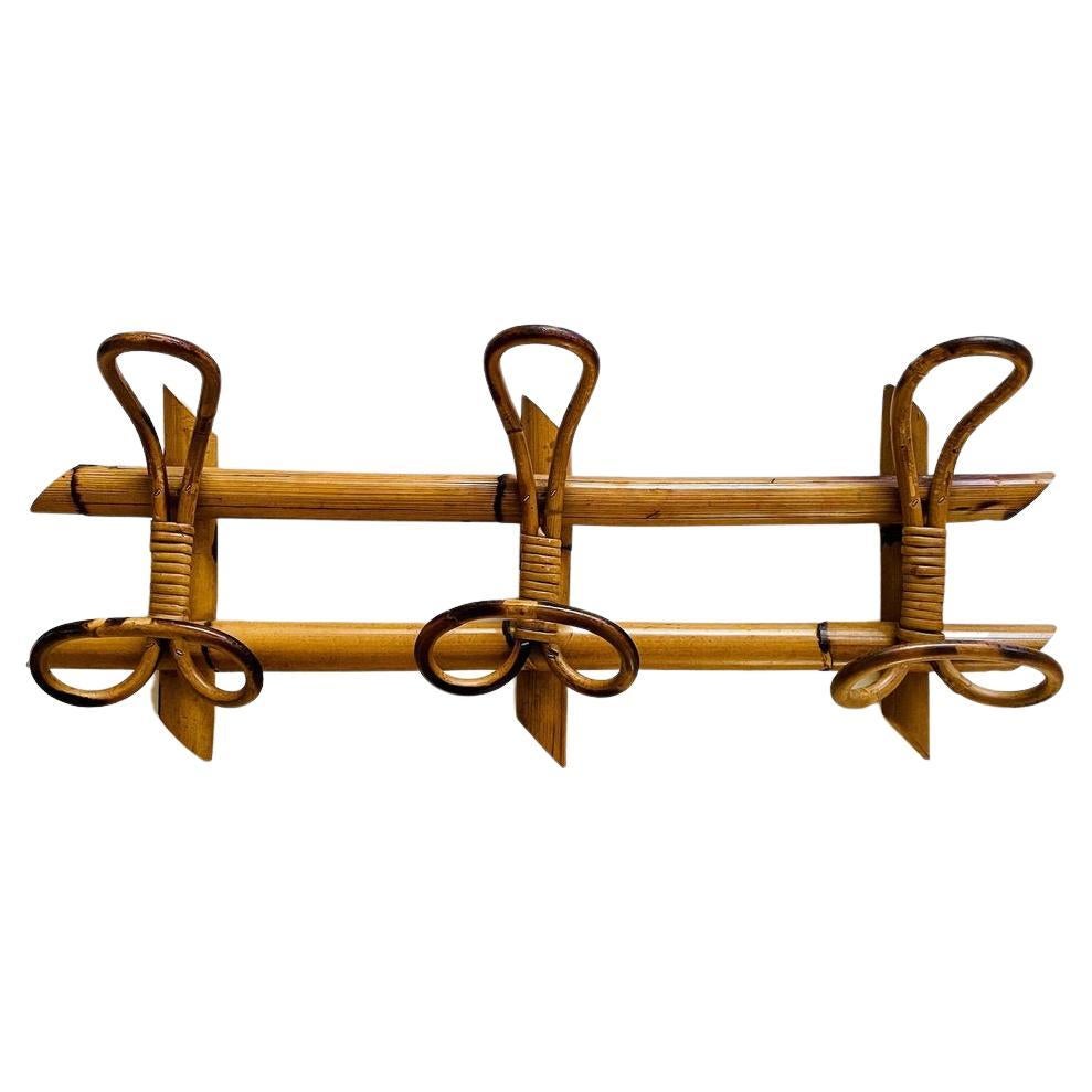 Rosenthal Netter Italian Bamboo & Rattan Coat Rack For Sale