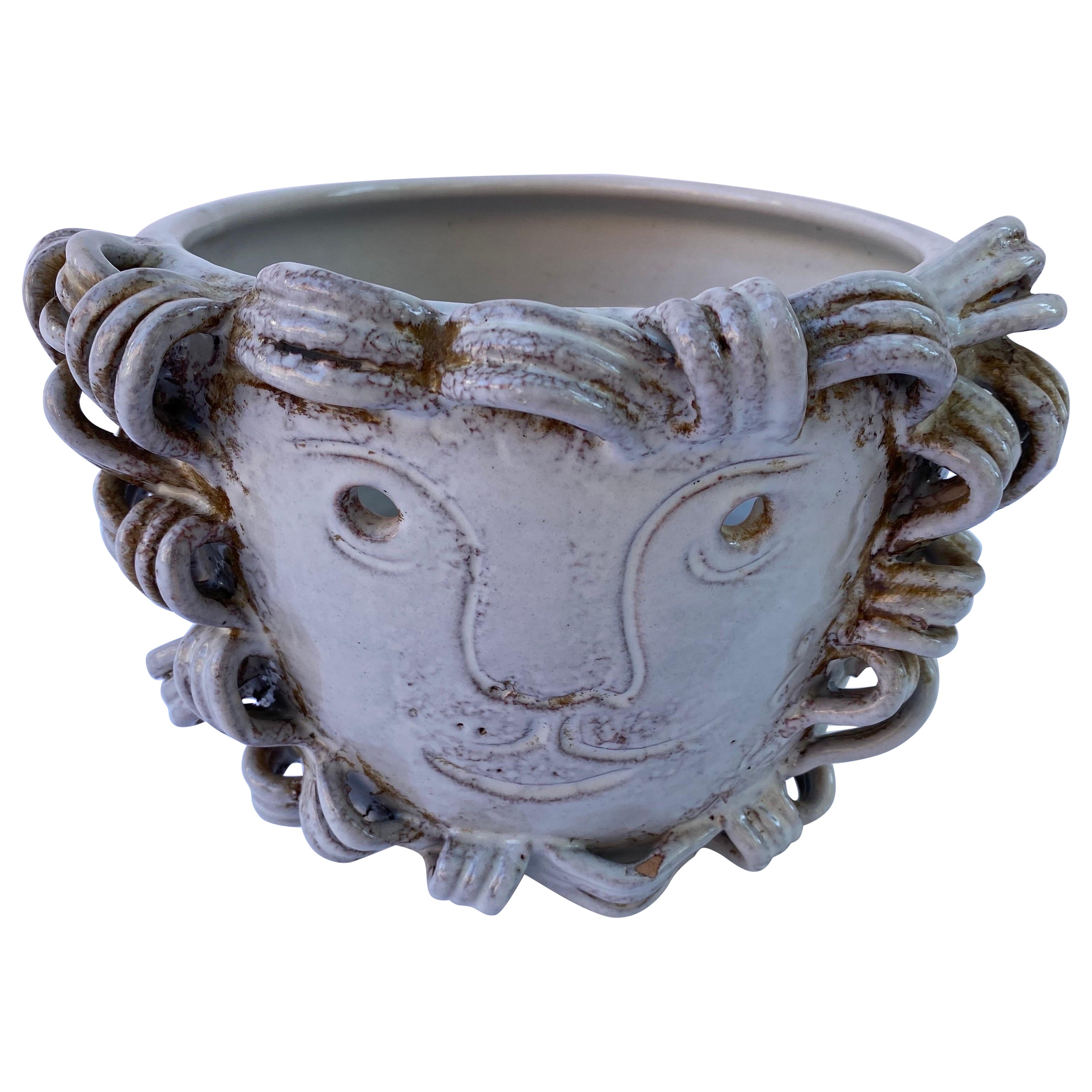 Rosenthal-Netter Jardinera de cerámica italiana con forma de león en venta