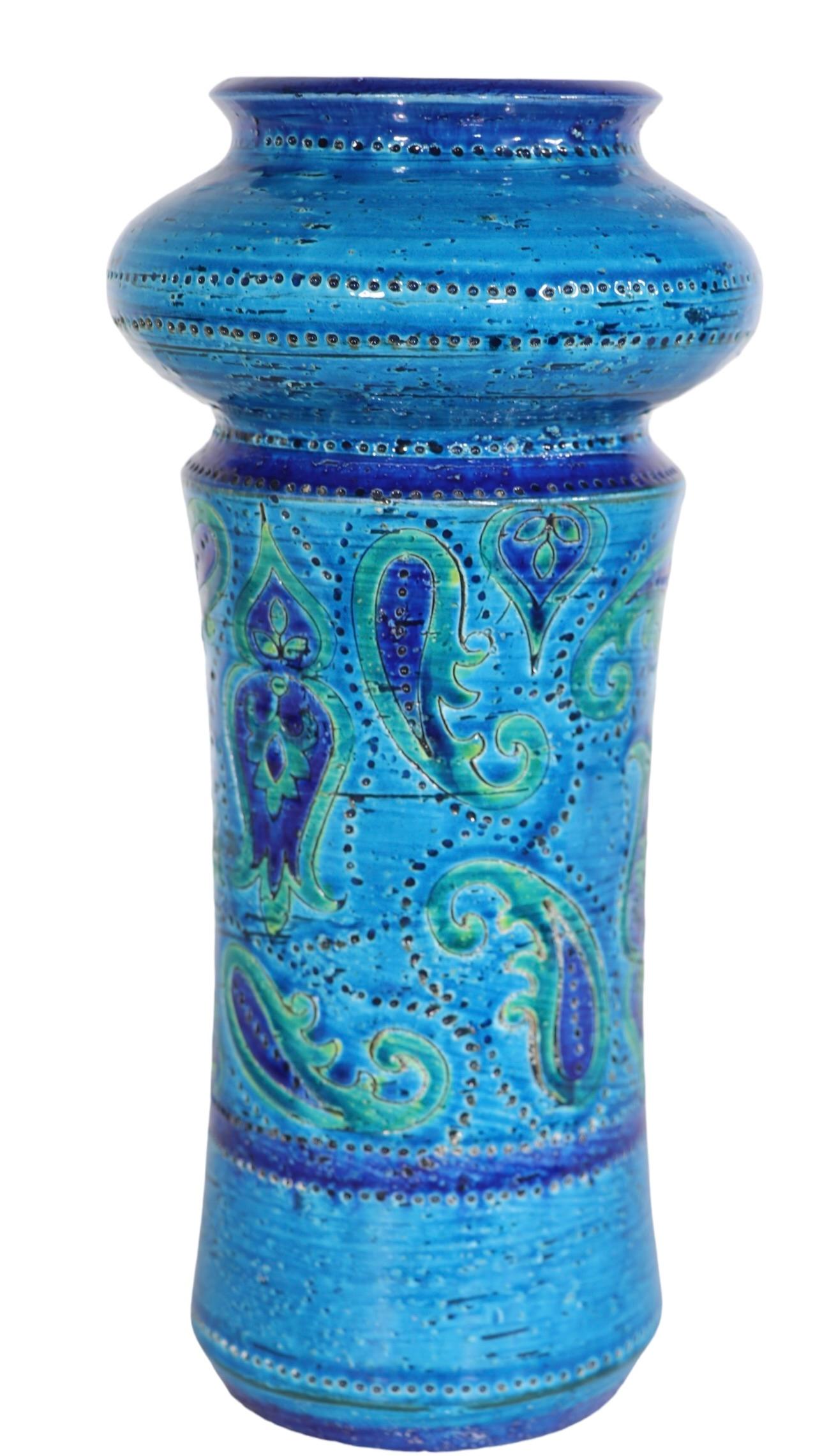 Pottery Rosenthal Netter Italian Mid Century Vase Bitossi Paisley Aldo Londi c 1950/1960 For Sale