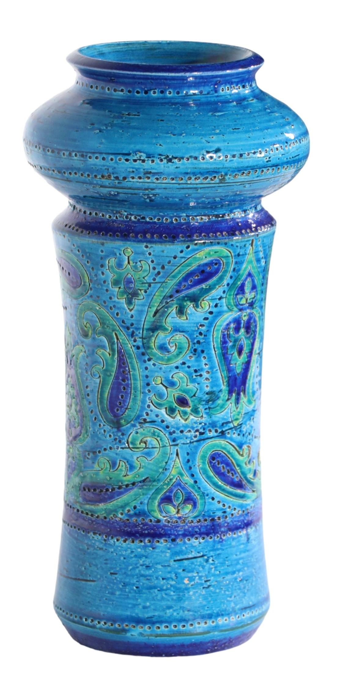 Rosenthal Netter Italienische Vase aus der Mitte des Jahrhunderts Bitossi Paisley Aldo Londi um 1950/1960 im Angebot 3