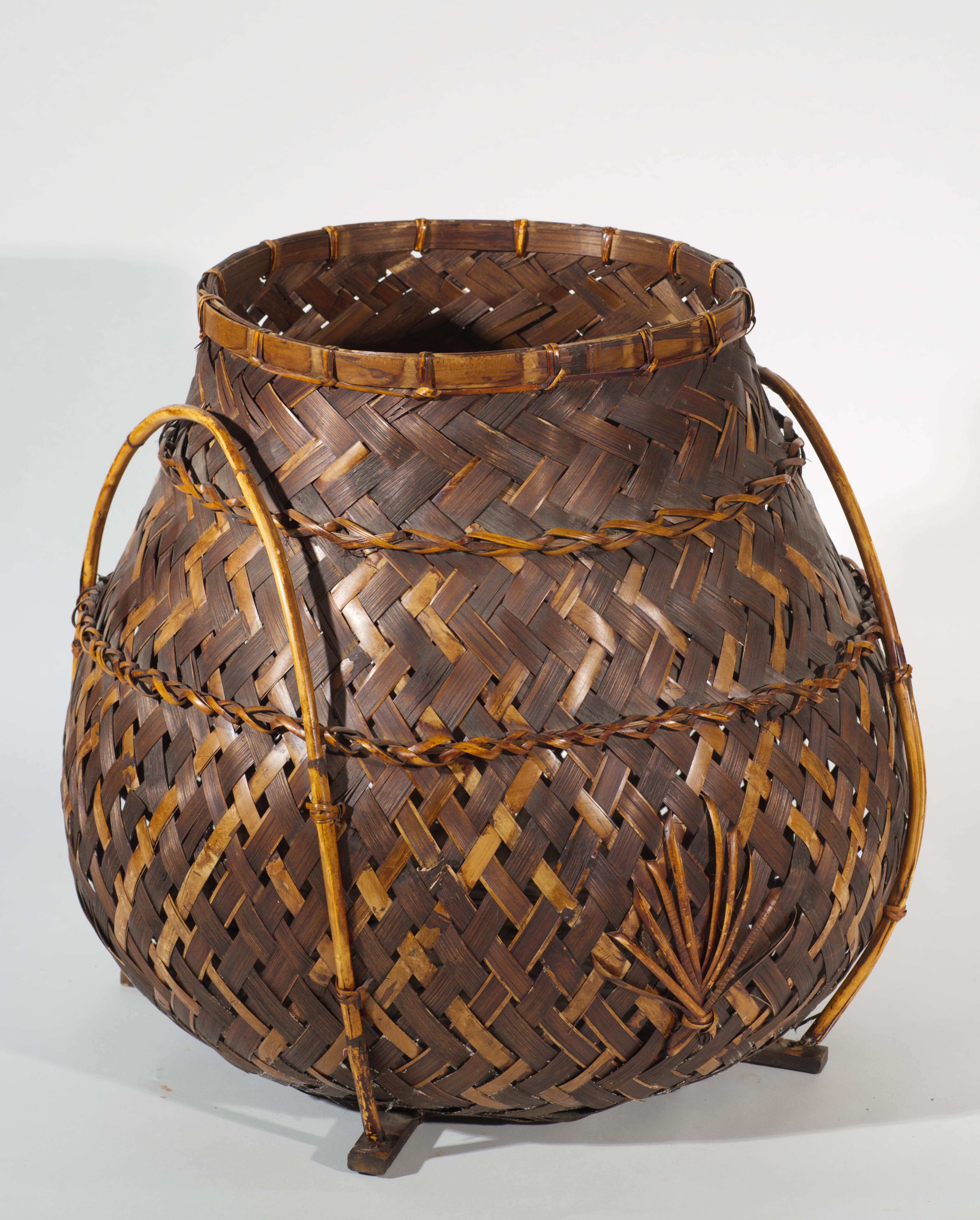 Rosenthal Netter Large Bamboo & Rattan Basket or Planter For Sale 4