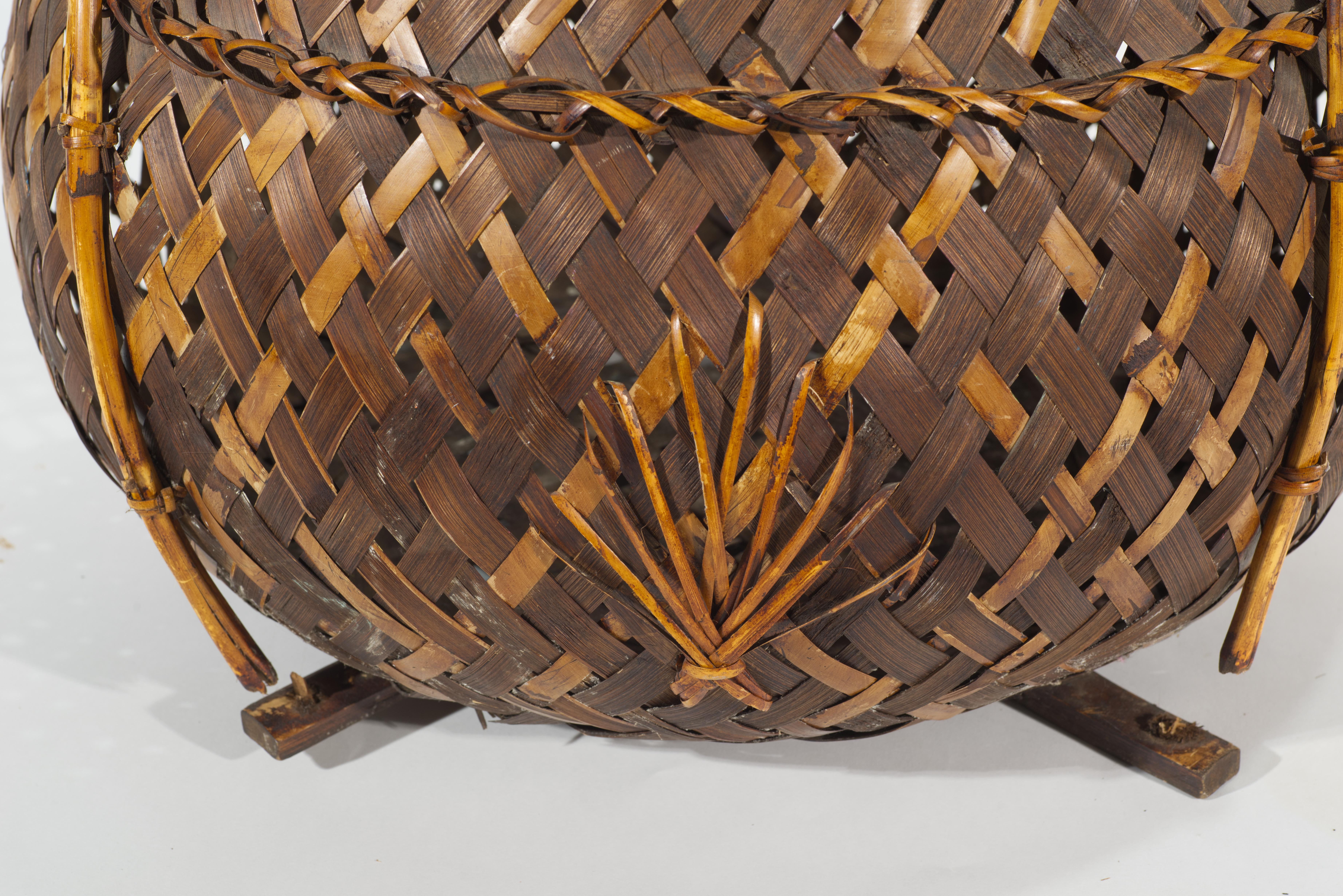 Hand-Crafted Rosenthal Netter Large Bamboo & Rattan Basket or Planter For Sale