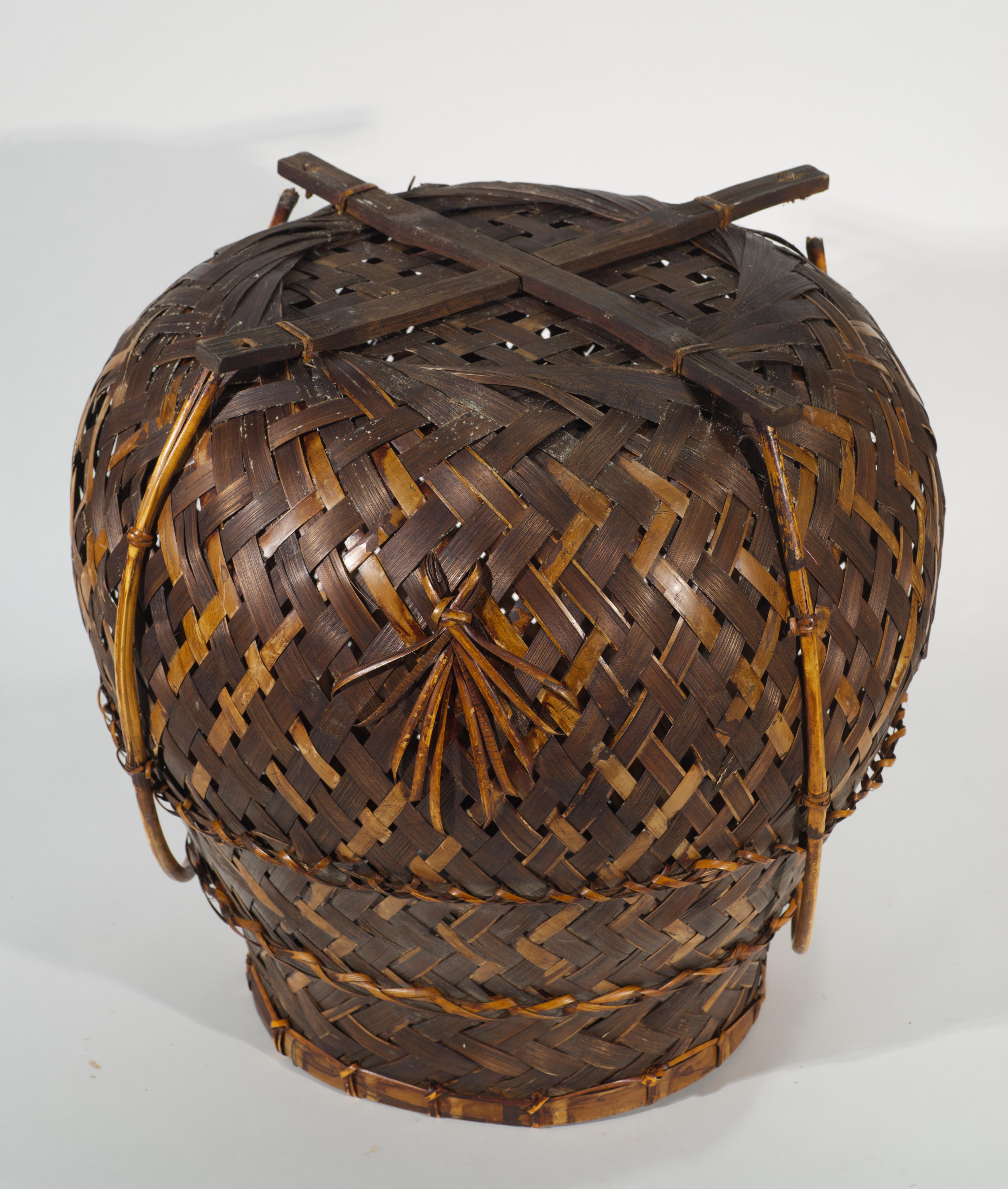 Rosenthal Netter Large Bamboo & Rattan Basket or Planter For Sale 2