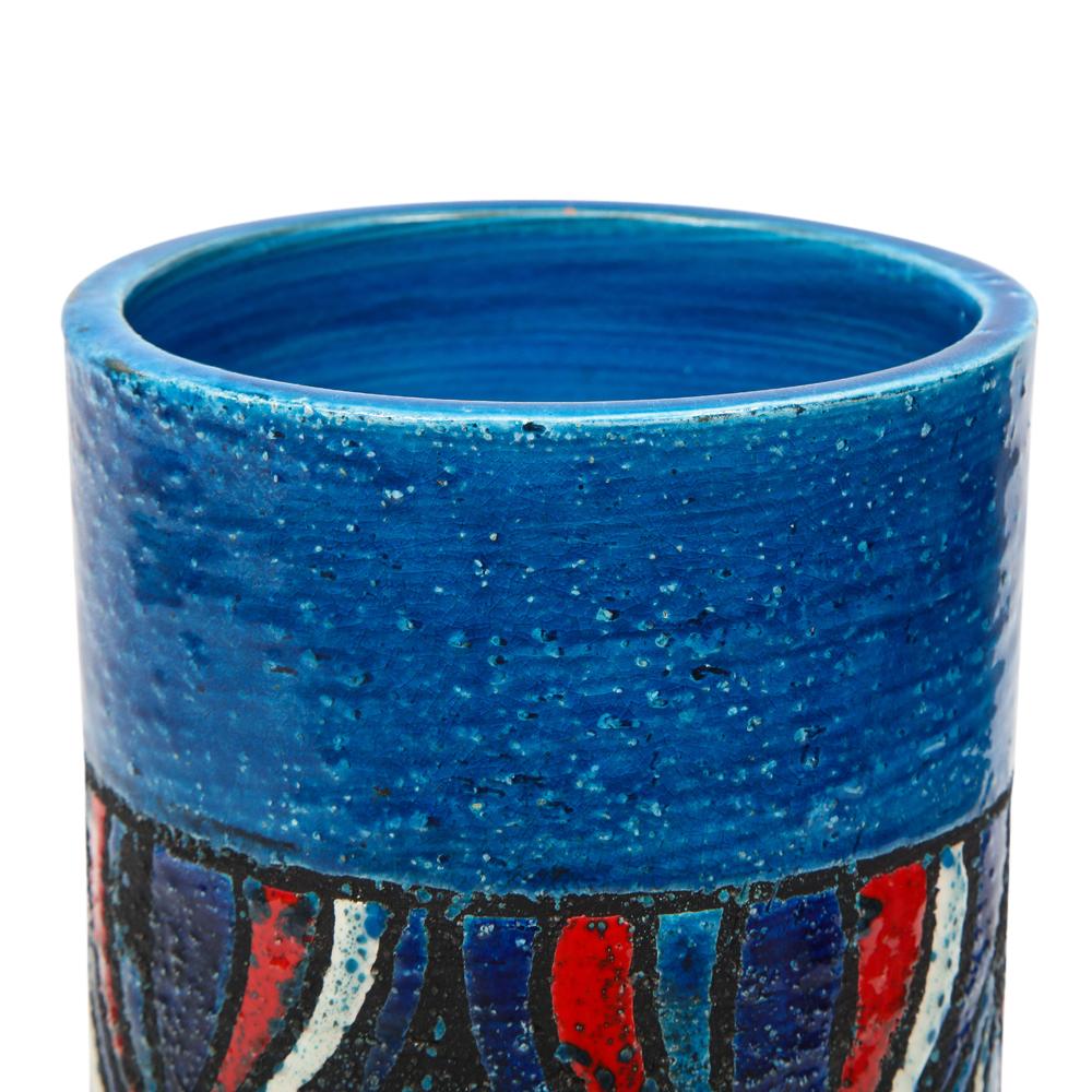 Bitossi for Rosenthal Netter Vase, Ceramic, Blue, Red, White, Onion For Sale 1