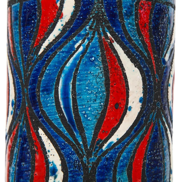Bitossi for Rosenthal Netter Vase, Ceramic, Blue, Red, White, Onion For