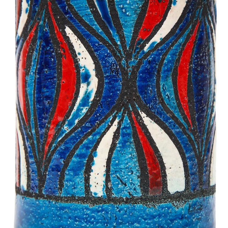 Bitossi for Rosenthal Netter Vase, Ceramic, Blue, Red, White, Onion For