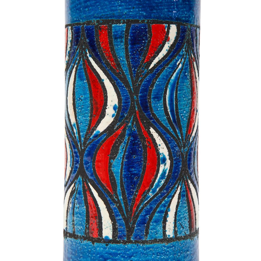 Bitossi for Rosenthal Netter Vase, Ceramic, Blue, Red, White, Onion For Sale 5