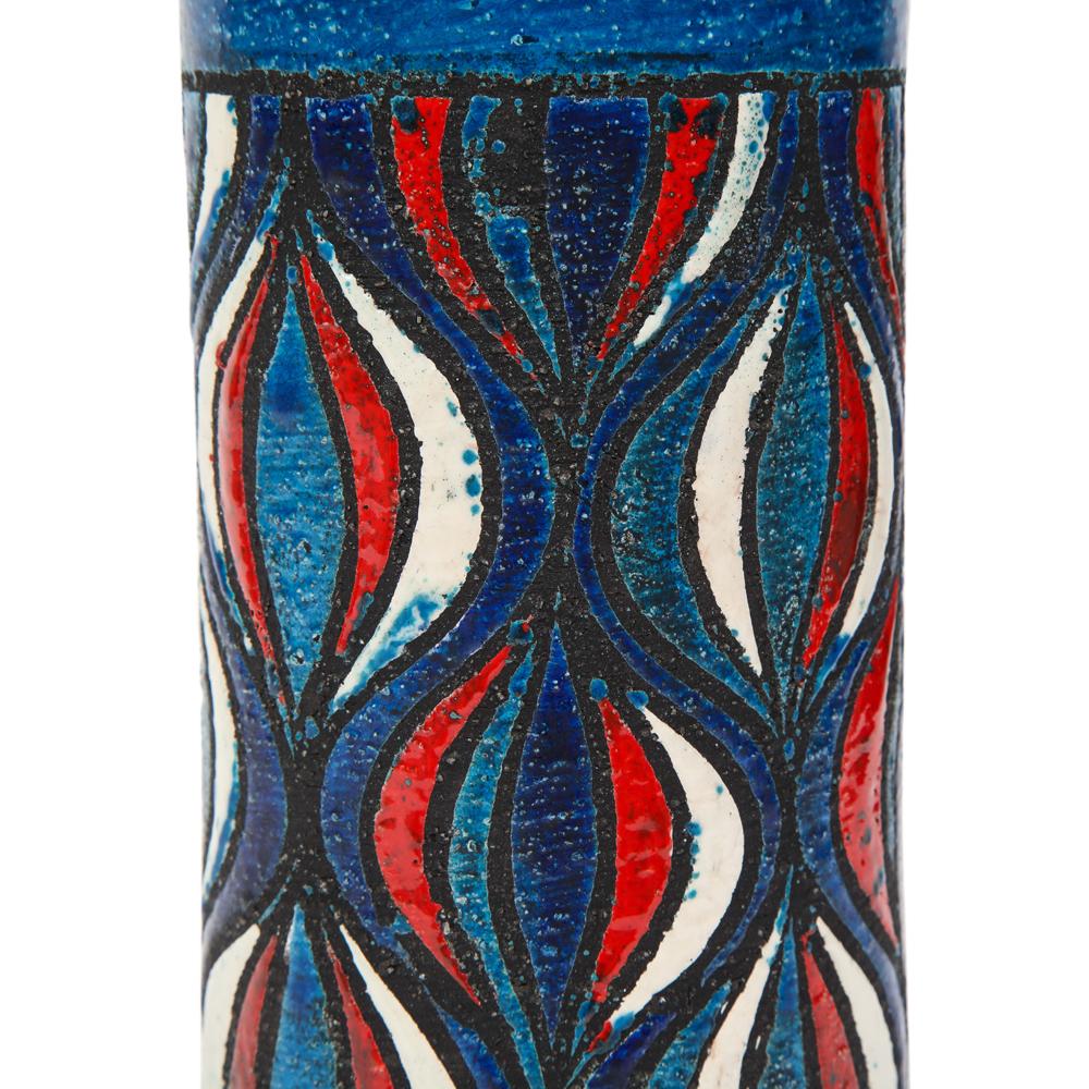 Bitossi for Rosenthal Netter Vase, Ceramic, Blue, Red, White, Onion For Sale 7