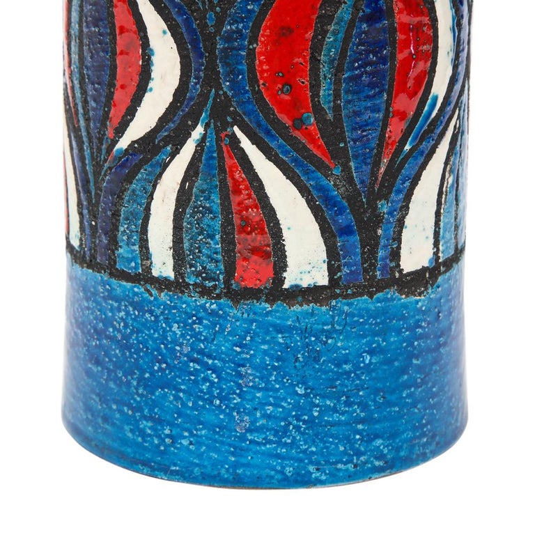 Bitossi for Rosenthal Netter Vase, Ceramic, Blue, Red, White, Onion For