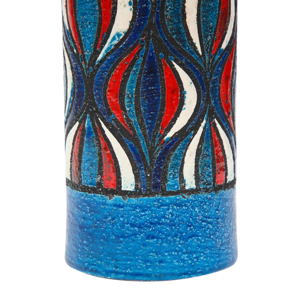 Bitossi for Rosenthal Netter Vase, Ceramic, Blue, Red, White, Onion For Sale 9