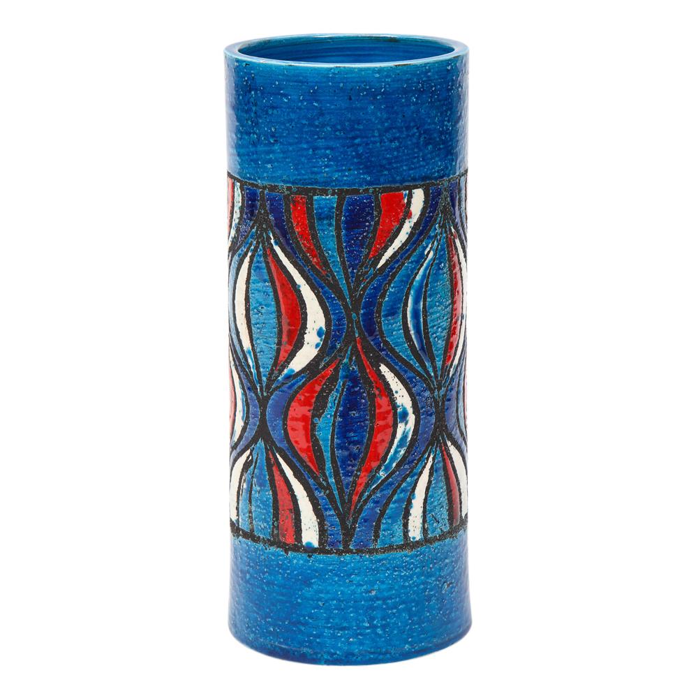 Mid-Century Modern Bitossi for Rosenthal Netter Vase, Ceramic, Blue, Red, White, Onion For Sale