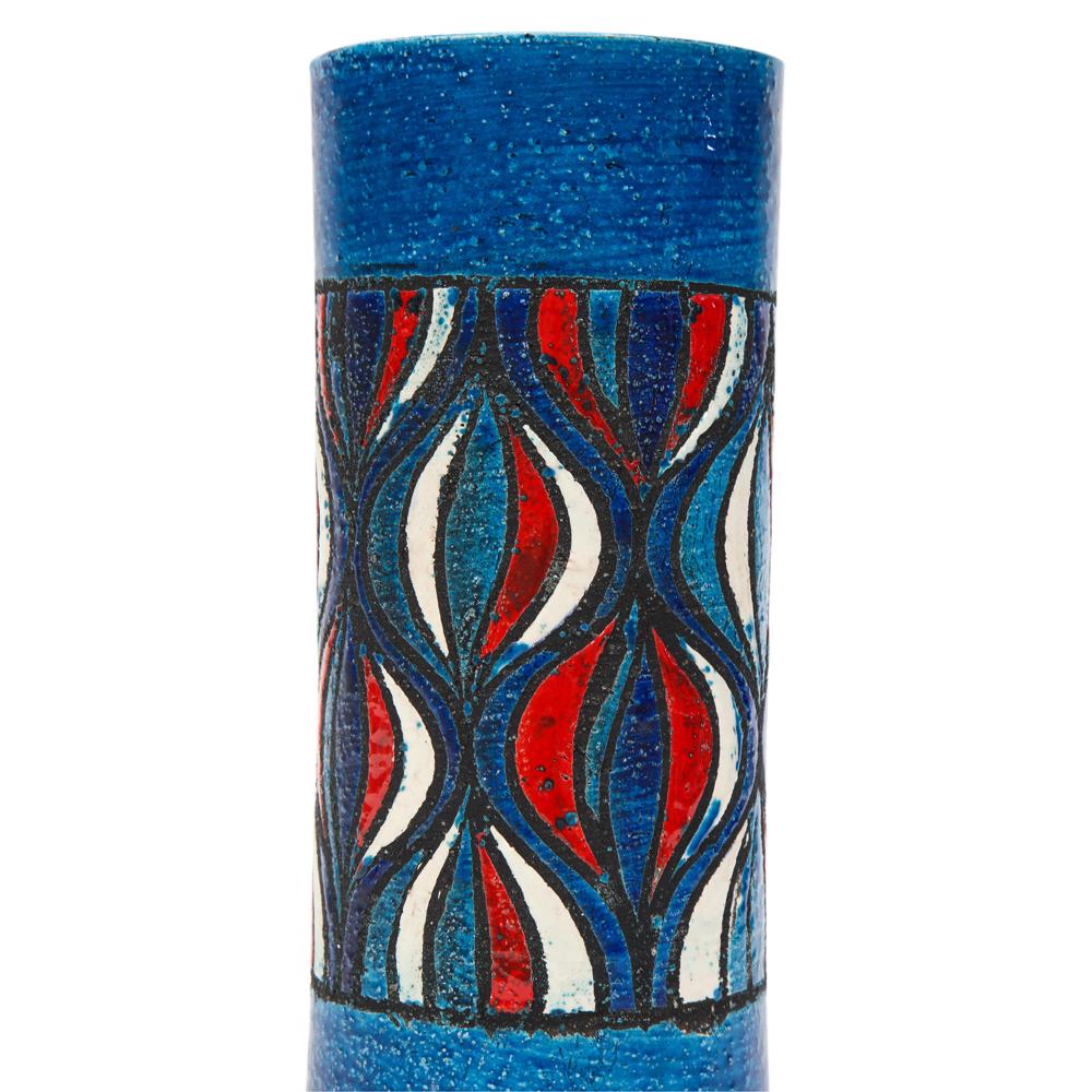 Bitossi für Rosenthal Netter Vase:: Keramik:: Blau:: Rot:: Weiß:: Zwiebel (Mitte des 20. Jahrhunderts) im Angebot