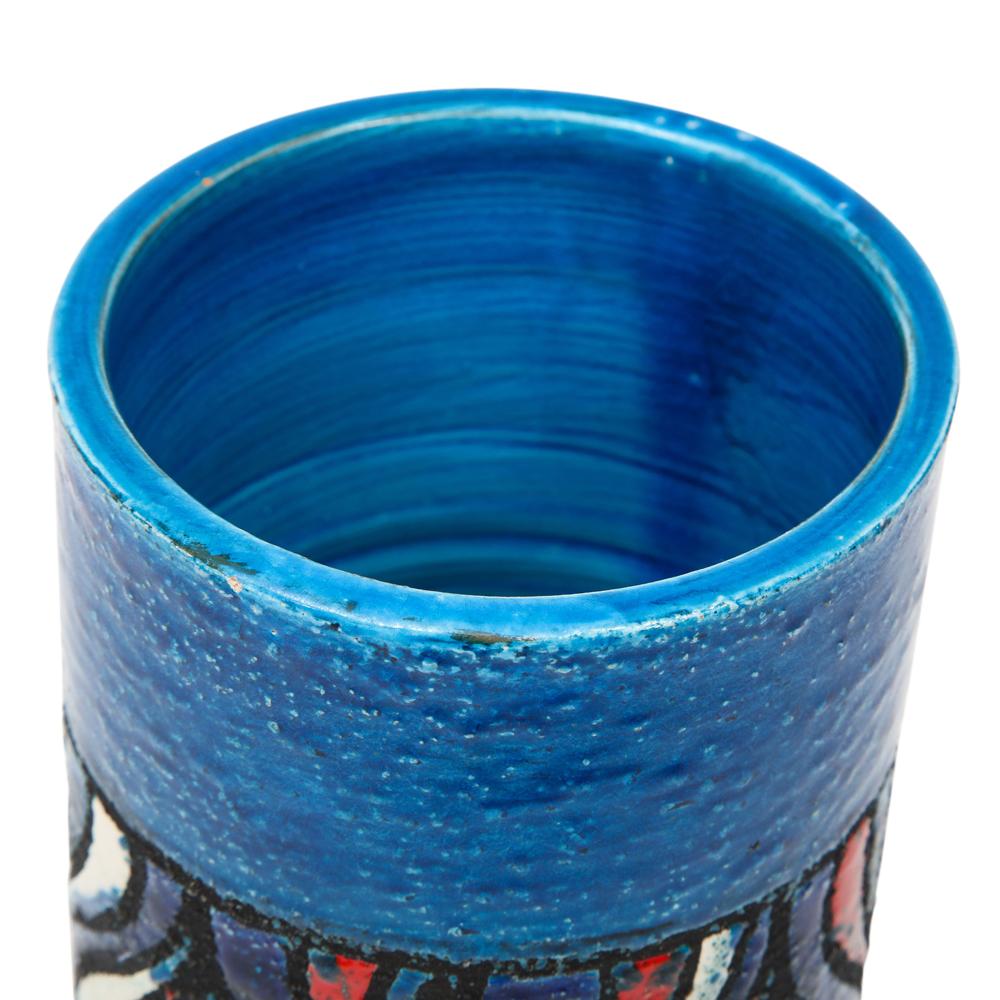 Bitossi for Rosenthal Netter Vase, Ceramic, Blue, Red, White, Onion In Good Condition For Sale In New York, NY